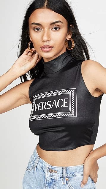 versace cropped logo top|Versace tee ladies.